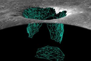 Wireframe view of the east and west walls, and floor, of the Mare Tranquillitatis pit