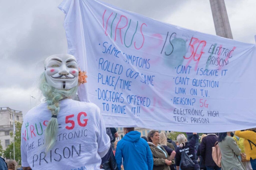 An anti-lockdown protest in Trafalgar Square, London, in August 2020